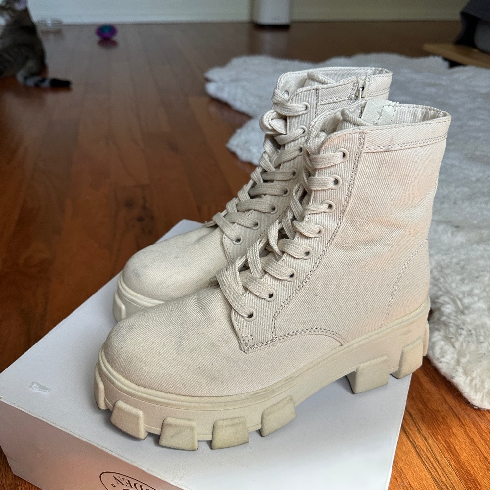 CIRCUS Ivory Canvas Boots